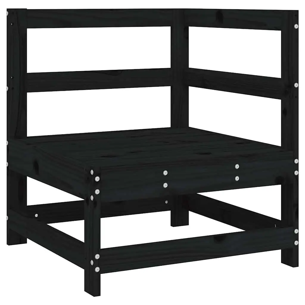 Black Modular Corner Sofa with Cushions and Pine Construction