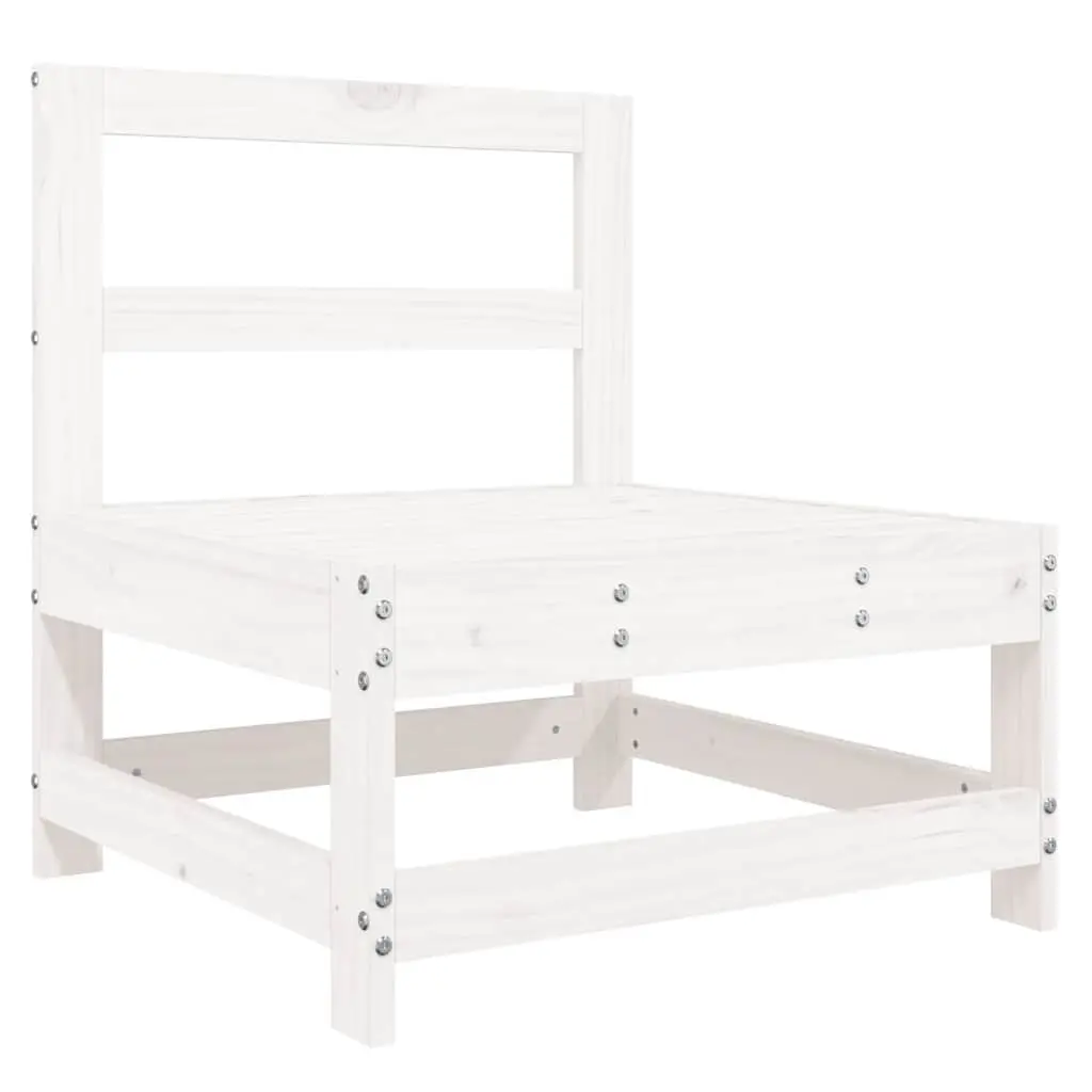Middle Outdoor Sectional Sofa with Cushions White Solid Pine Wood Garden Patio