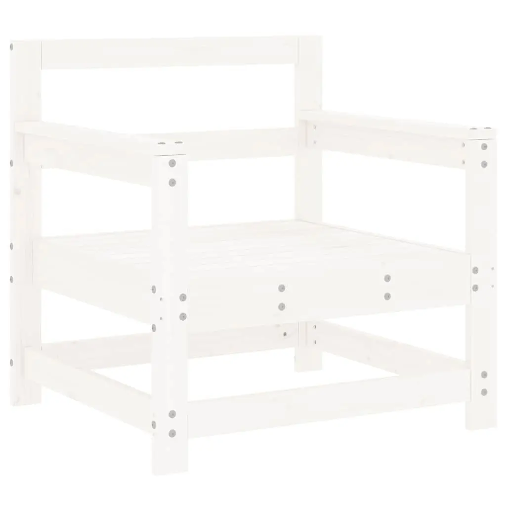 Garden Chairs with Cushions 2 pcs White Wood Patio Outdoor Seating Armrest