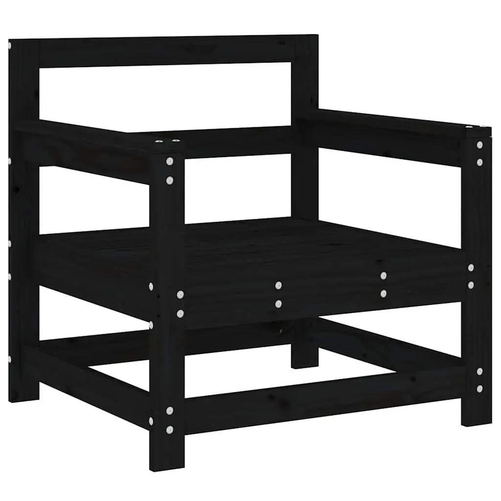 Wooden Garden Chairs with Cushions for Patio and Terrace 2 Piece Black