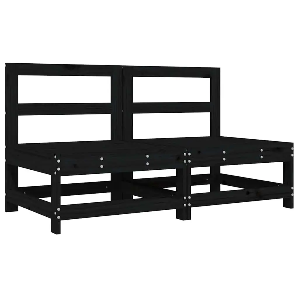 Middle Sectional Sofa for Outdoor Use with Cushions 2 pcs Black Pine