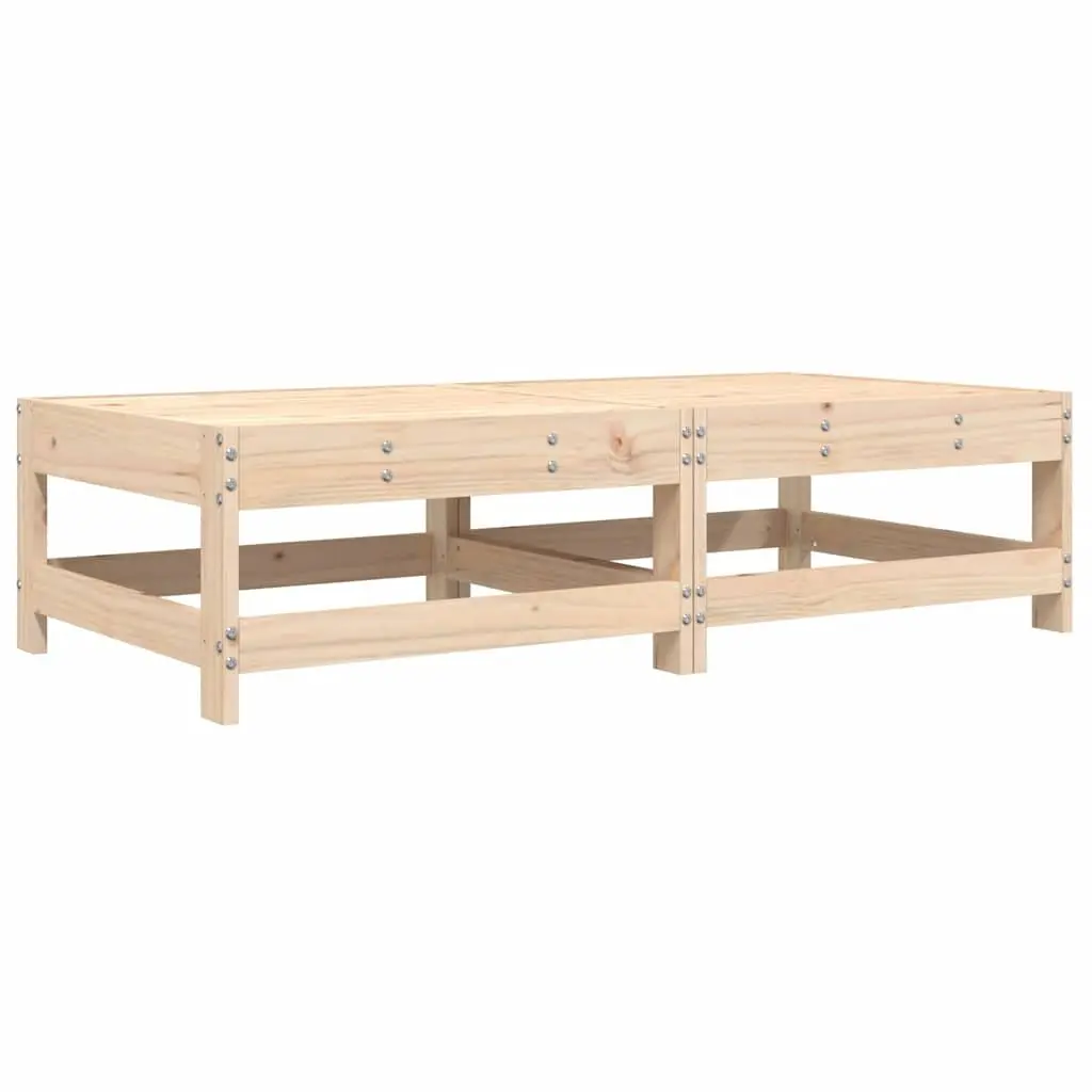 Garden Footstools with Cushions 2pcs Outdoor Seating Brown Wooden Patio
