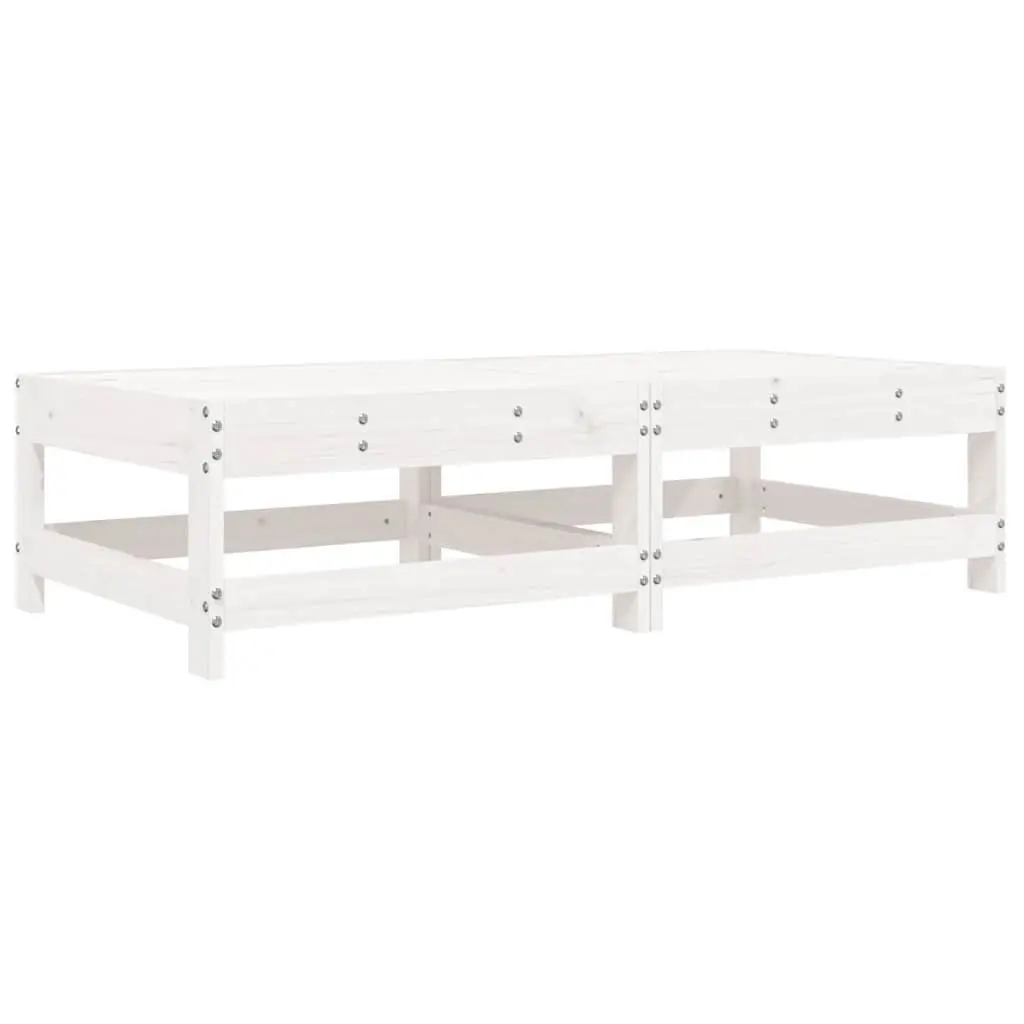 Wooden Footstools for Outdoor Use with Cushions 2 Piece White