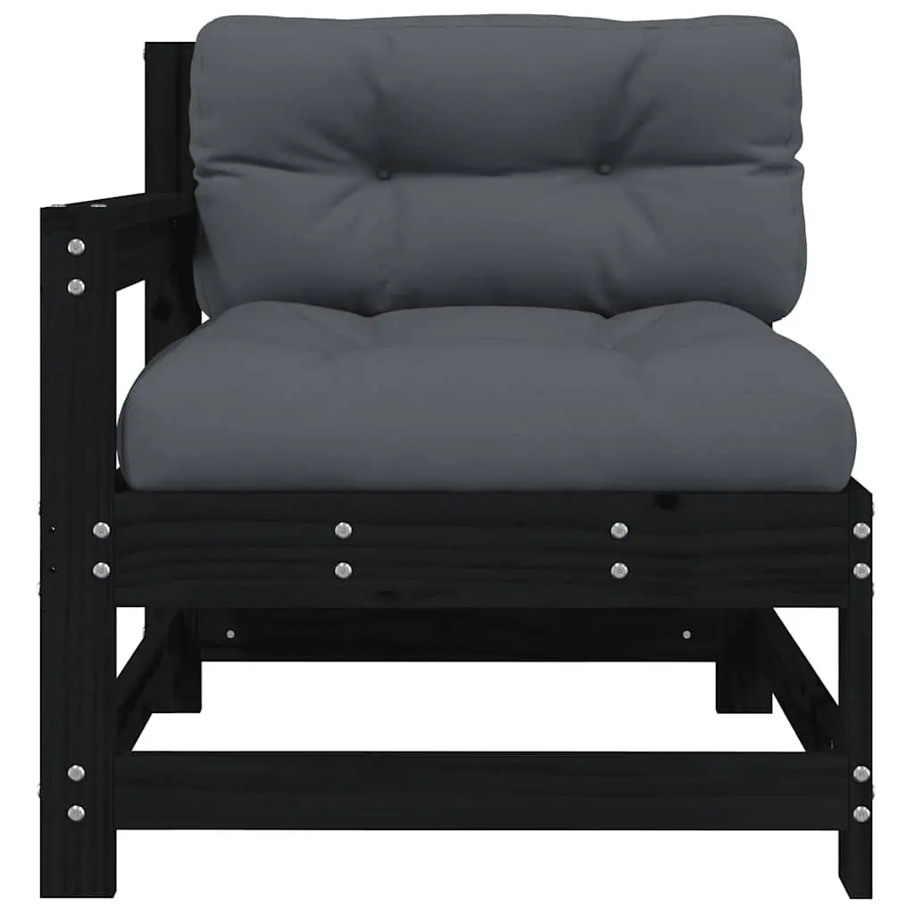 Outdoor Garden Chairs Set of 2 Black Wood Patio Furniture