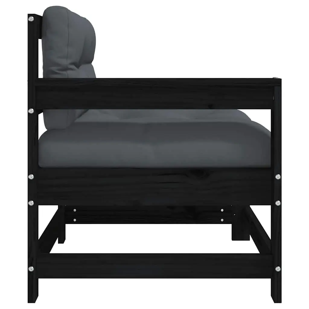 Outdoor Garden Chairs Set of 2 Black Wood Patio Furniture