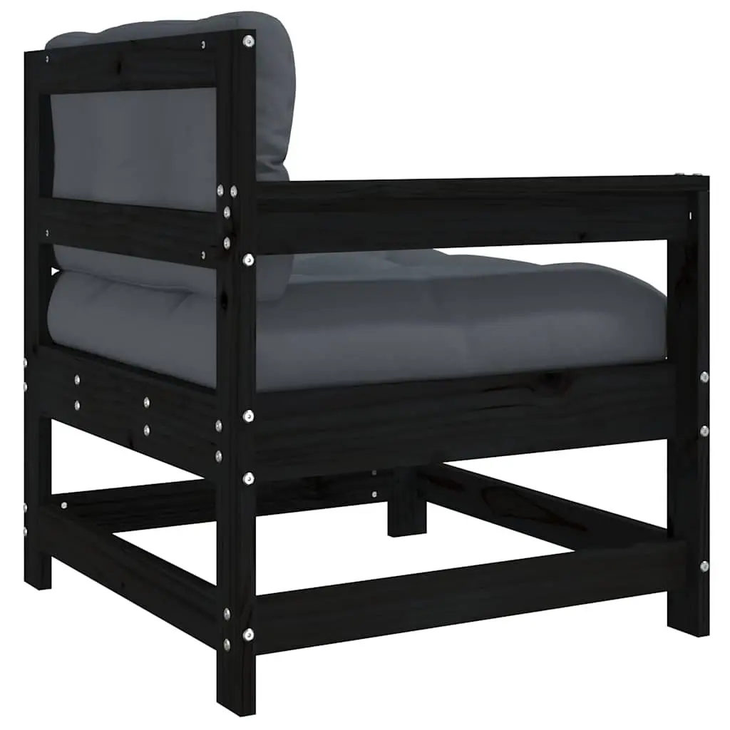 Outdoor Garden Chairs Set of 2 Black Wood Patio Furniture