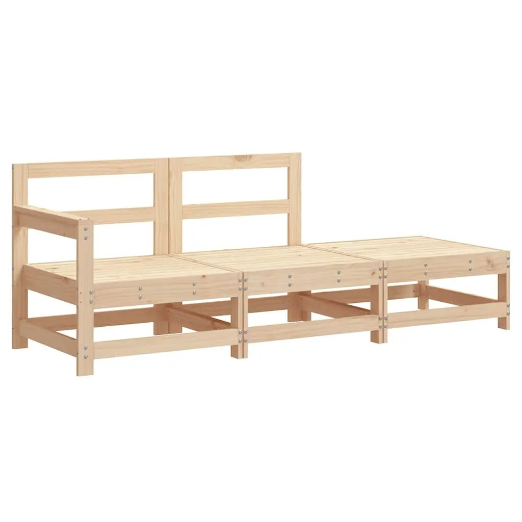3 Piece Modular Lounge Set with Pine Wood and Cushions