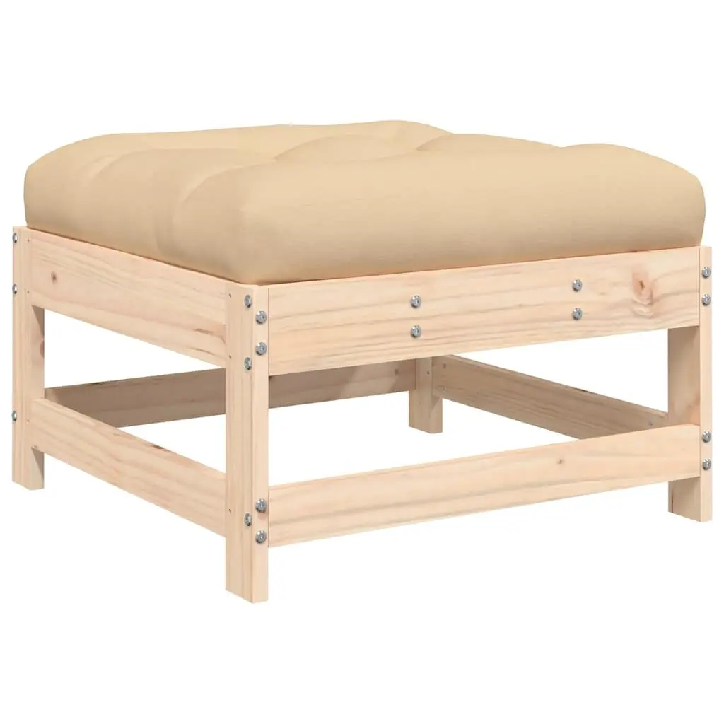3 Piece Modular Lounge Set with Pine Wood and Cushions