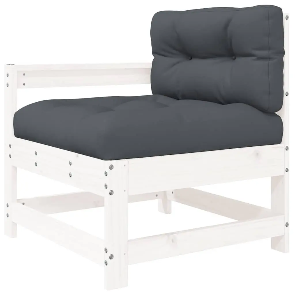 3 Piece Garden Lounge Set with Cushions Outdoor Sectional Seating White Wood