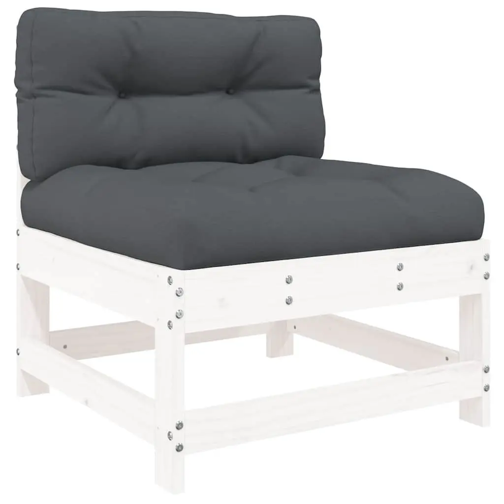 3 Piece Garden Lounge Set with Cushions Outdoor Sectional Seating White Wood