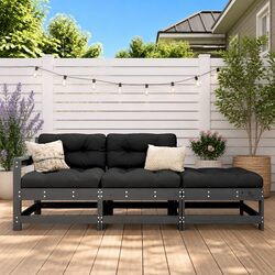 3 Piece Garden Lounge Set: Solid Pine Wood Construction