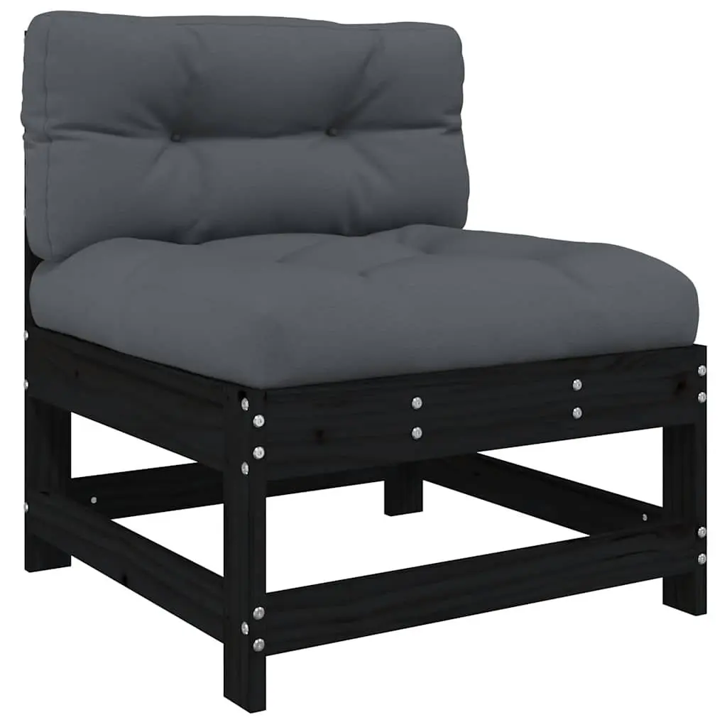 Garden Lounge Set 3 Piece Outdoor Sectional Sofa with Cushions Black