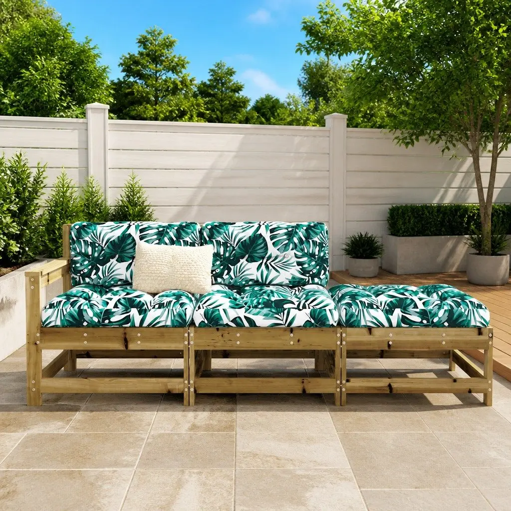 Garden Lounge Set Outdoor Use 3 Piece Sectional Sofa with Cushions Wood
