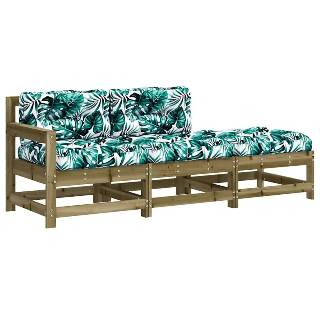 Garden Lounge Set Outdoor Use 3 Piece Sectional Sofa with Cushions Wood
