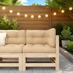 Outdoor Corner Sofa with Cushions Solid Wood Pine Garden Patio Sectional Seating