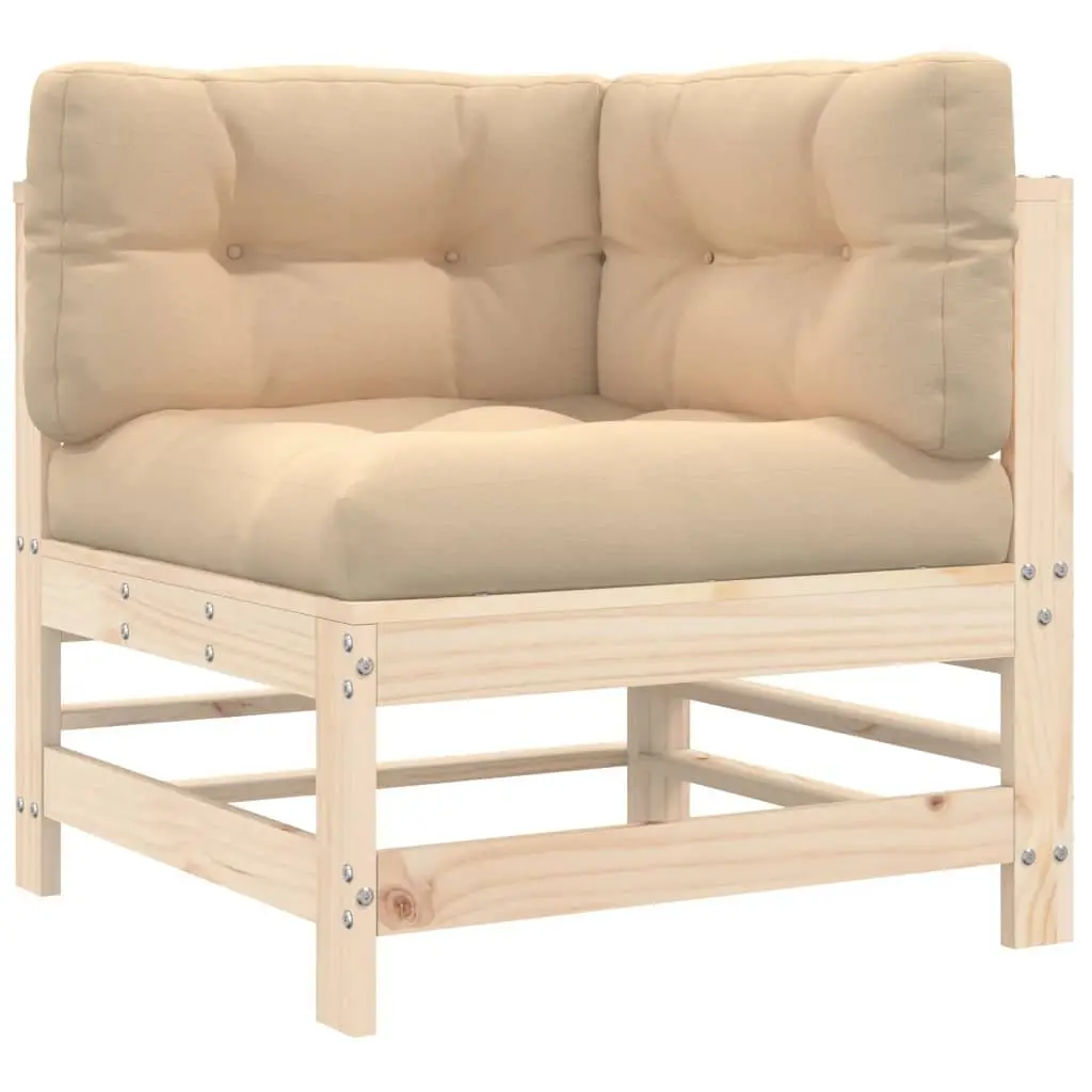 Outdoor Corner Sofa for Garden Patio Sectional Solid Wood Pine with Cushions