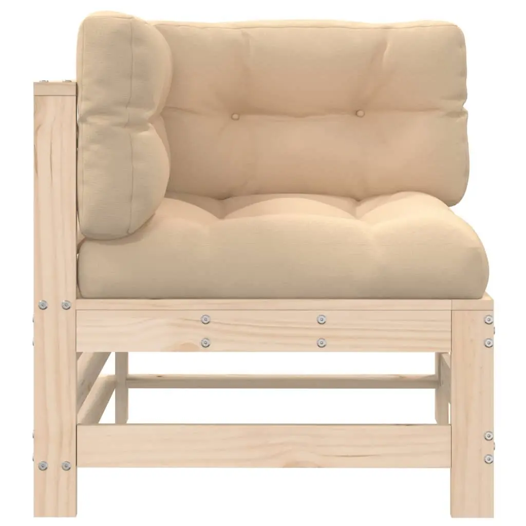 Outdoor Corner Sofa for Garden Patio Sectional Solid Wood Pine with Cushions