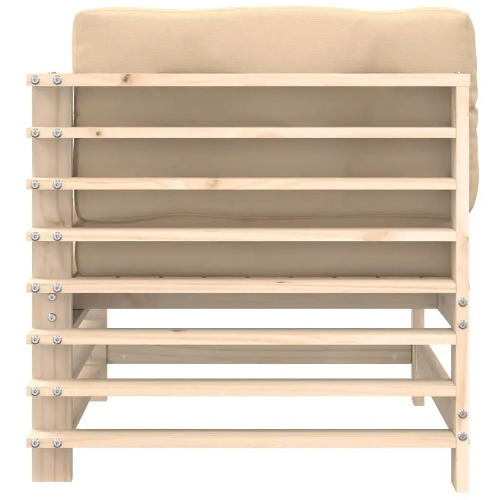 Outdoor Corner Sofa for Garden Patio Sectional Solid Wood Pine with Cushions