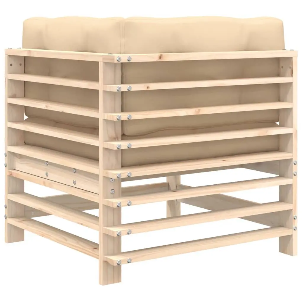 Outdoor Corner Sofa for Garden Patio Sectional Solid Wood Pine with Cushions