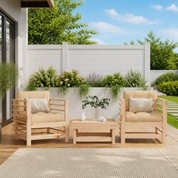 2 pcs Garden Chairs with Cushions - Solid Pine Wood