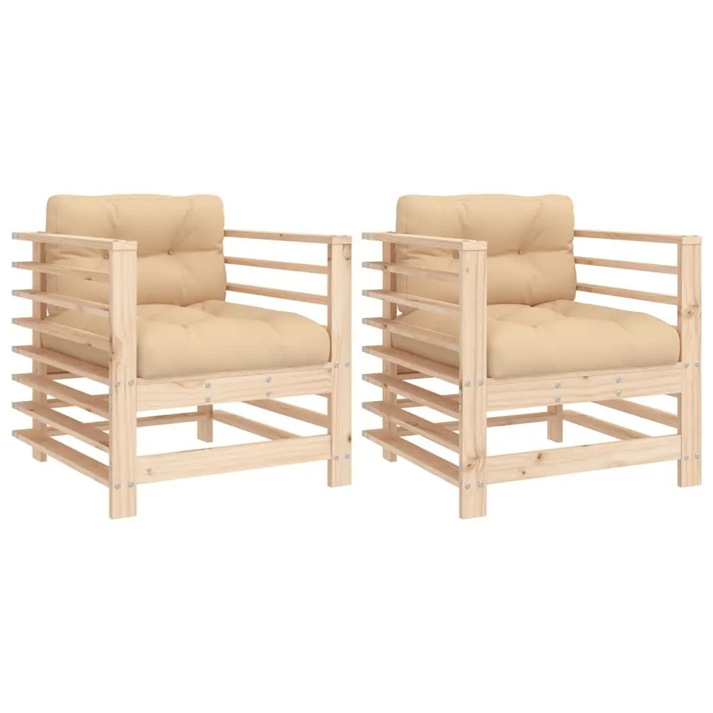 Garden Chairs Outdoor Seating 2 pcs Solid Wood Pine Patio