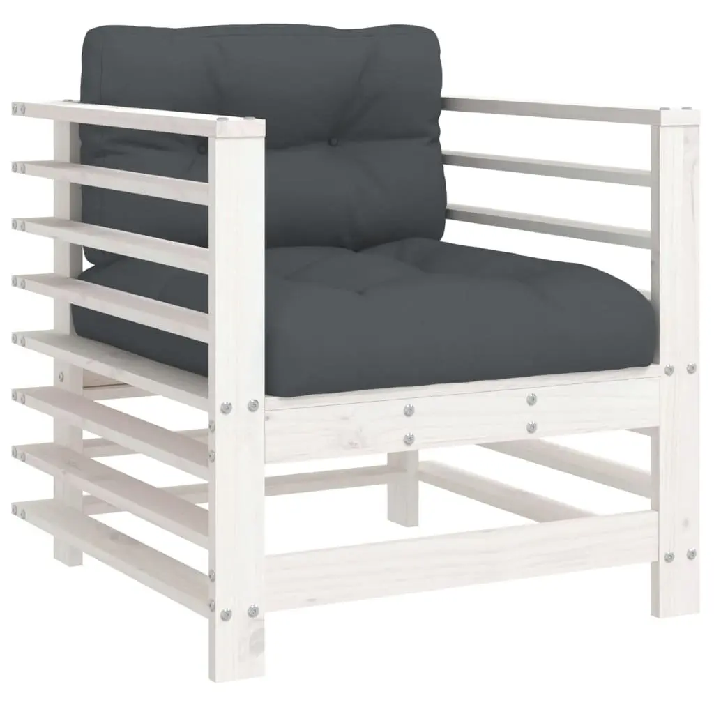 Garden Chairs 2 pcs White Solid Wood Pine Patio Seating
