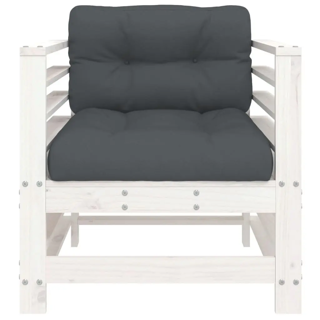 Garden Chairs 2 pcs White Solid Wood Pine Patio Seating