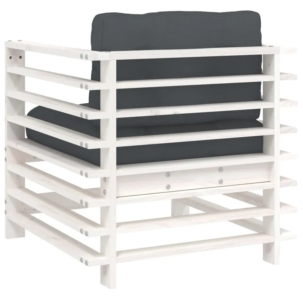 Garden Chairs 2 pcs White Solid Wood Pine Patio Seating
