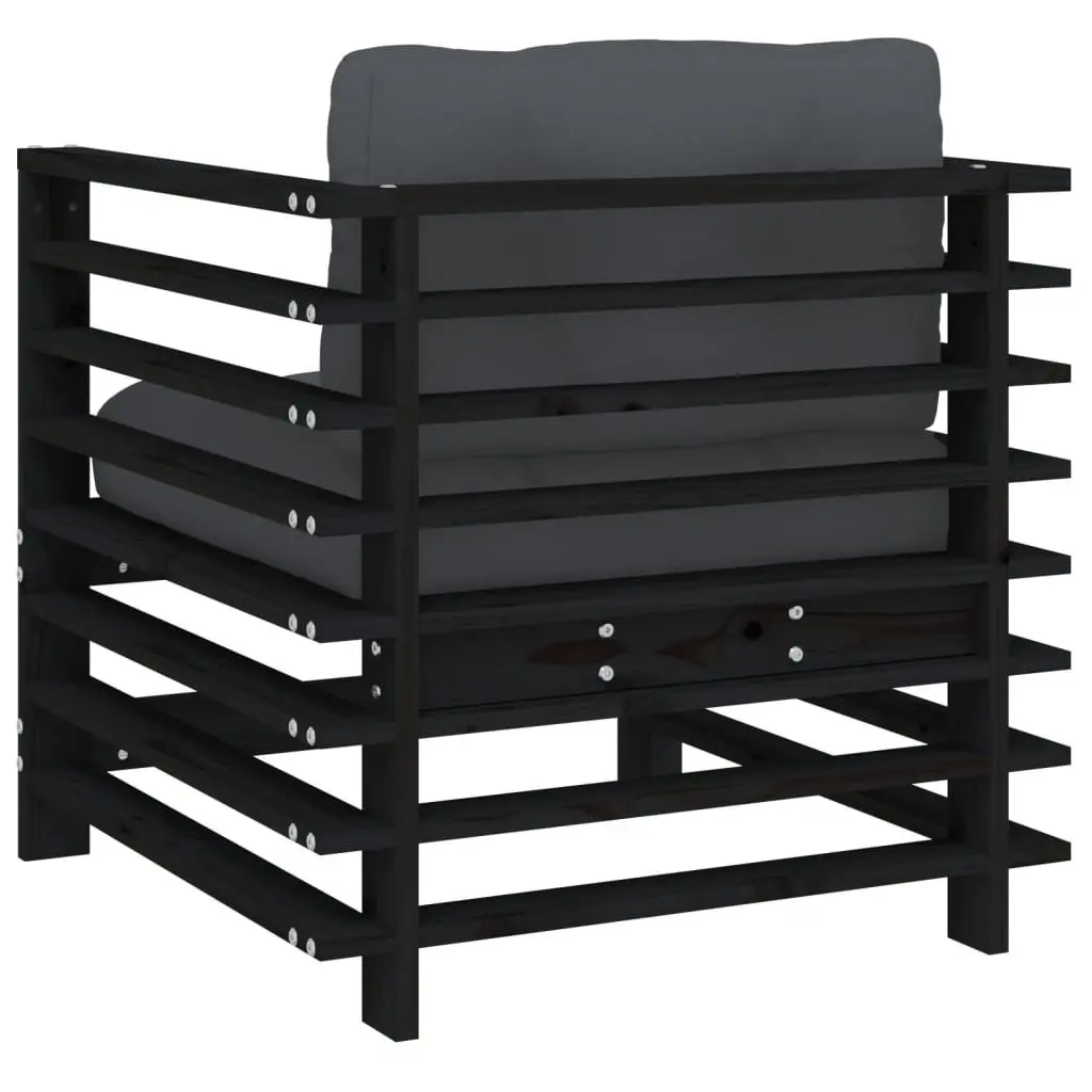 Outdoor Garden Chairs Set 2 pcs Black Wood Patio Seating