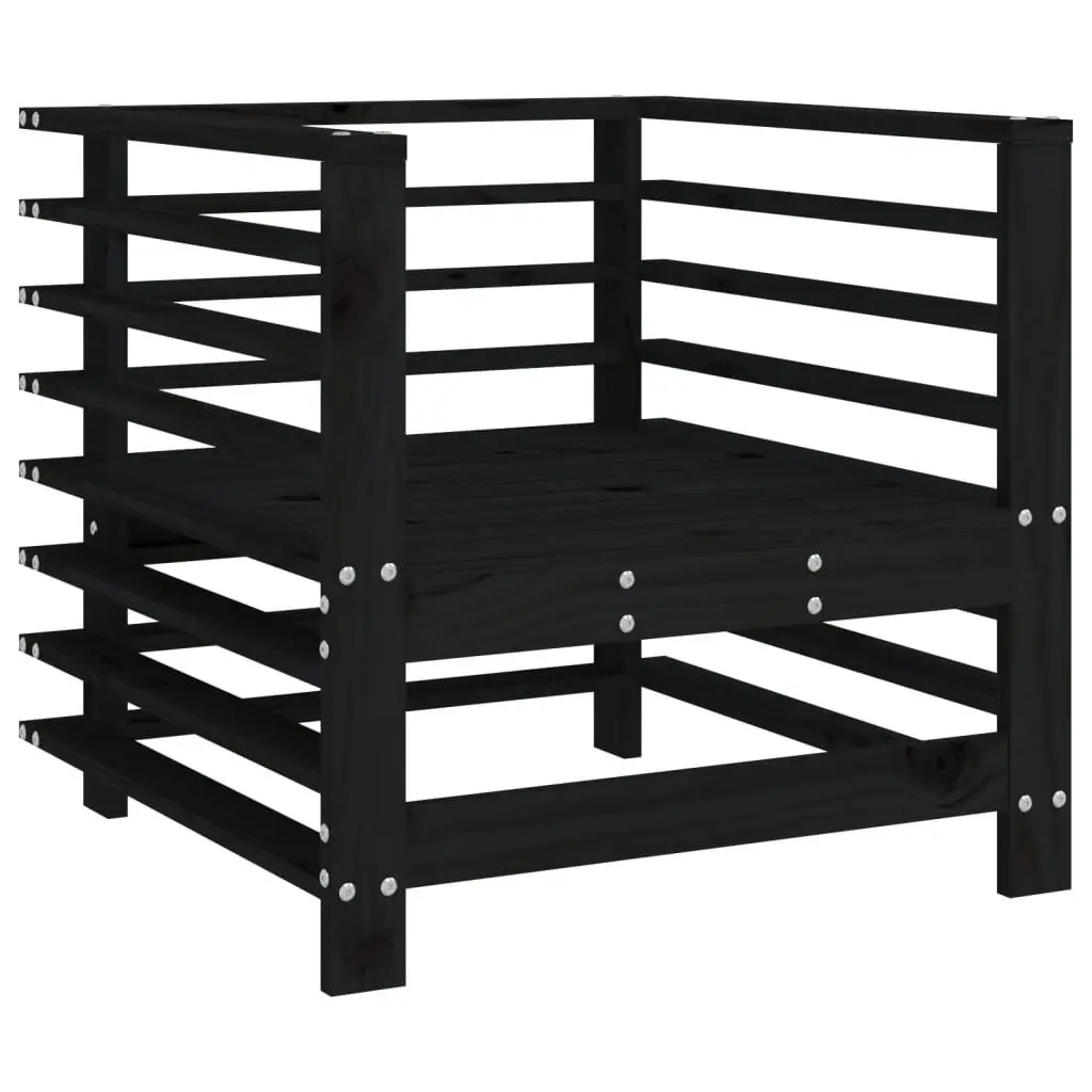 Outdoor Garden Chairs Set 2 pcs Black Wood Patio Seating