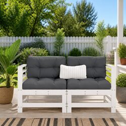 Corner Sofa Sectional Unit Solid Wood Pine White Cushions Outdoor Garden Patio