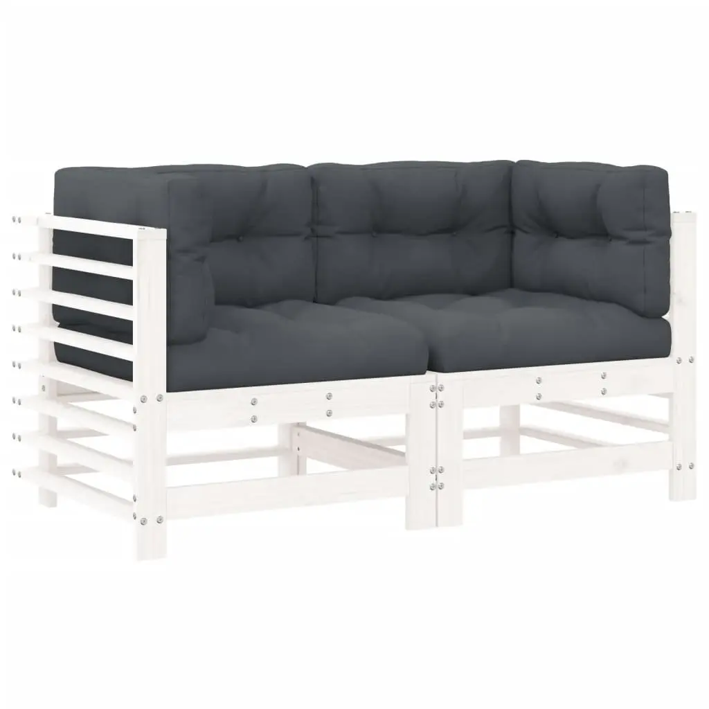 Corner Sofa Sectional Unit Outdoor Garden Patio White Cushions 2 Piece