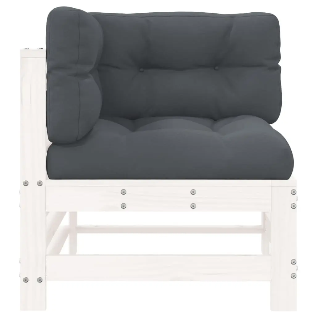 Corner Sofa Sectional Unit Outdoor Garden Patio White Cushions 2 Piece