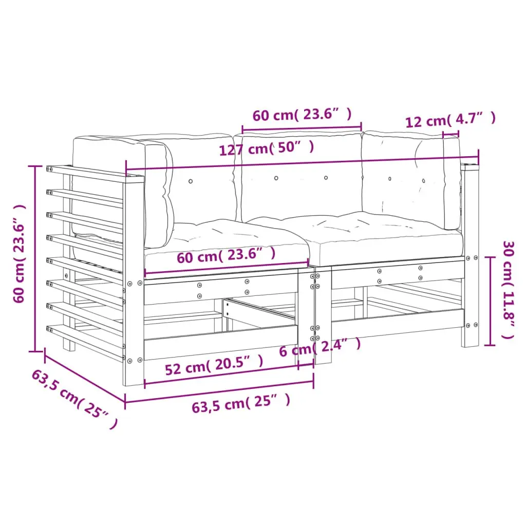 Corner Sofa Sectional Unit Outdoor Garden Patio White Cushions 2 Piece