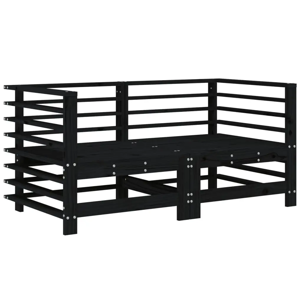 Corner Sectional Sofa for Garden Patio 2 pcs Black with Cushions