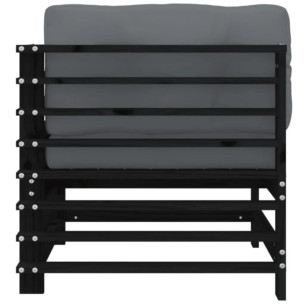 Corner Sectional Sofa for Garden Patio 2 pcs Black with Cushions