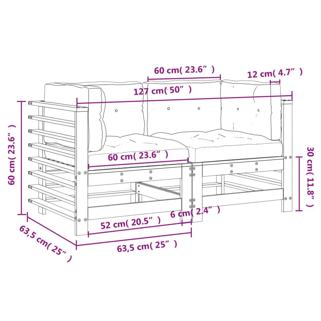 Corner Sectional Sofa for Garden Patio 2 pcs Black with Cushions