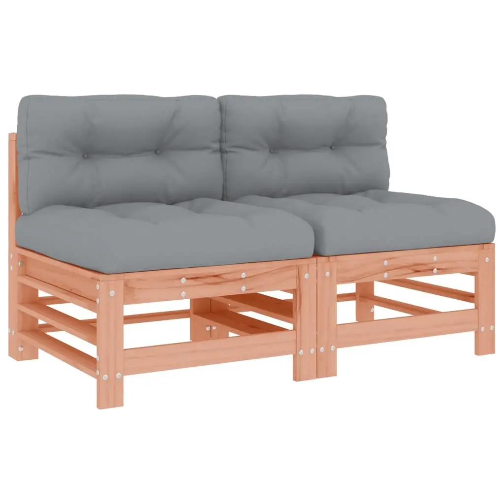Outdoor Sectional Sofa Middle Units 2 pcs Brown Wood Garden Patio