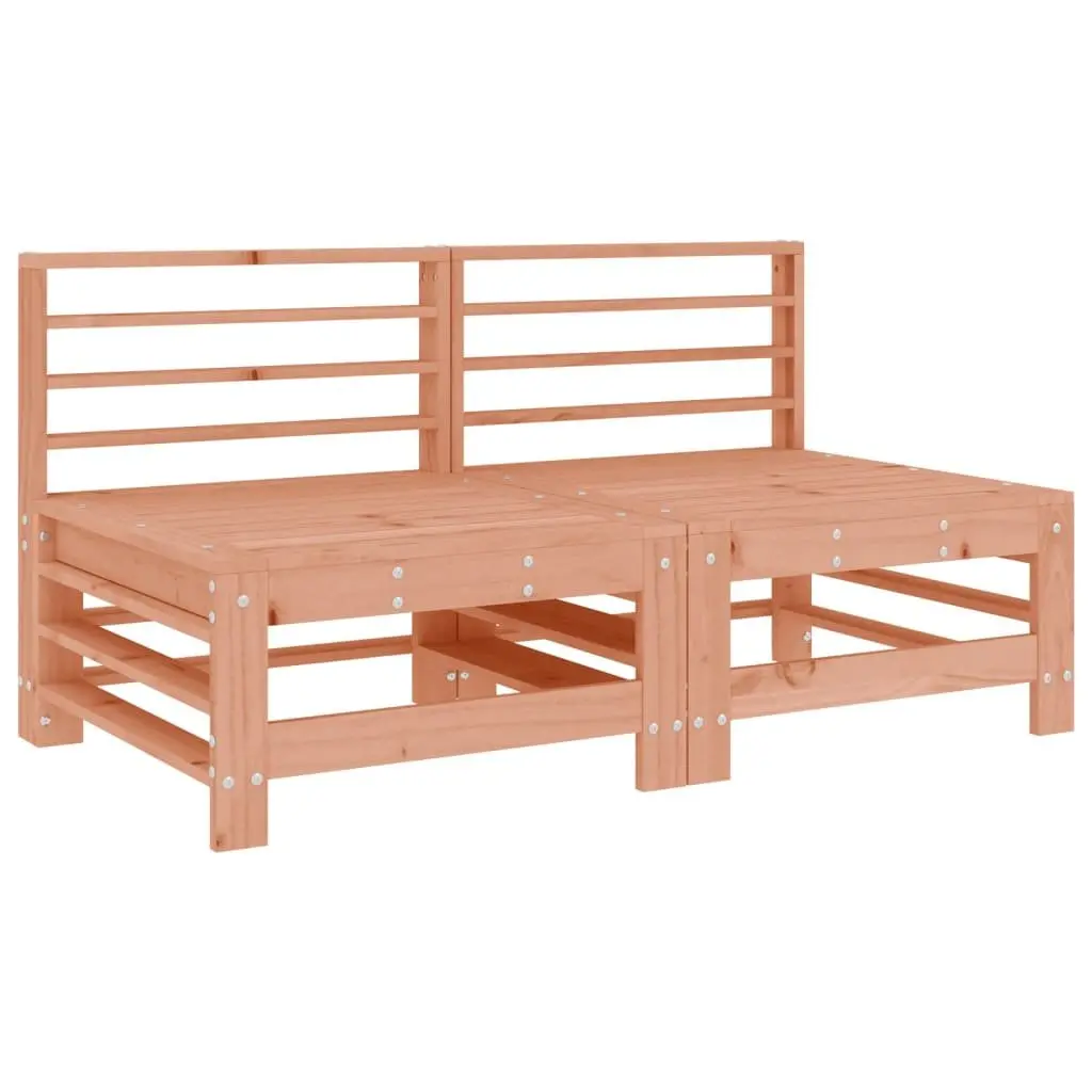 Outdoor Sectional Sofa Middle Units 2 pcs Brown Wood Garden Patio