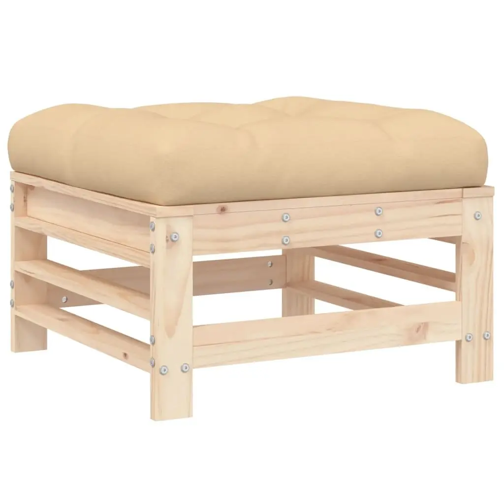 Outdoor Garden Footstools with Cushions 2 Pieces Wood Patio Seating