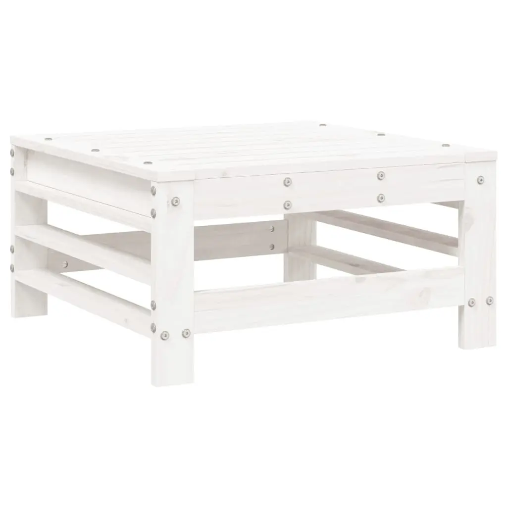 Outdoor Garden Footstools with Cushions White Solid Wood Pine 2 Piece