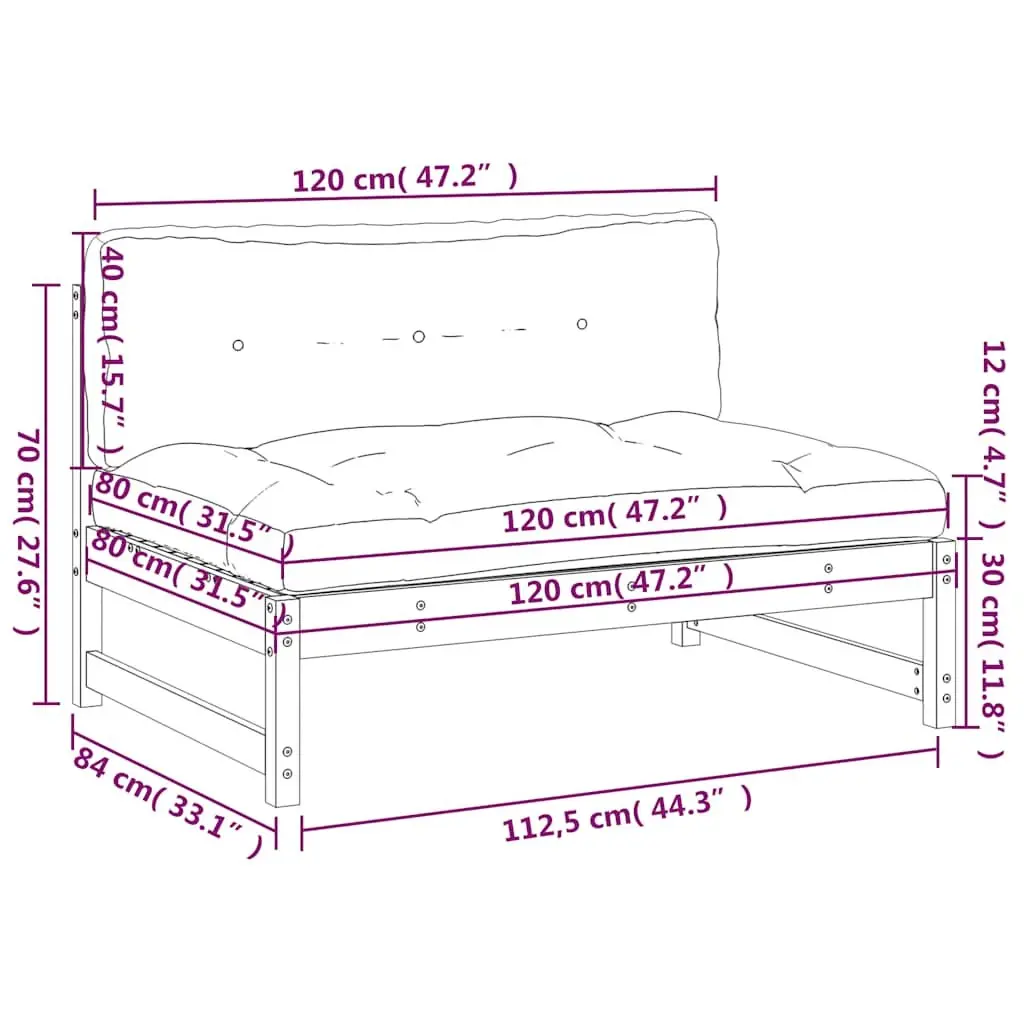 Outdoor Sofa Sectional Seating Unit for Garden Patio 120x80 cm