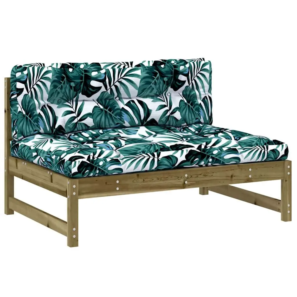 Outdoor Middle Sofa 120x80 cm Impregnated Pine Wood Patio Sectional Seating