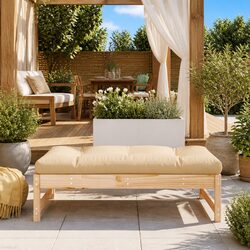 Garden Footstool Outdoor Sectional Sofa Unit Slatted Wood Patio Seating 120x80cm