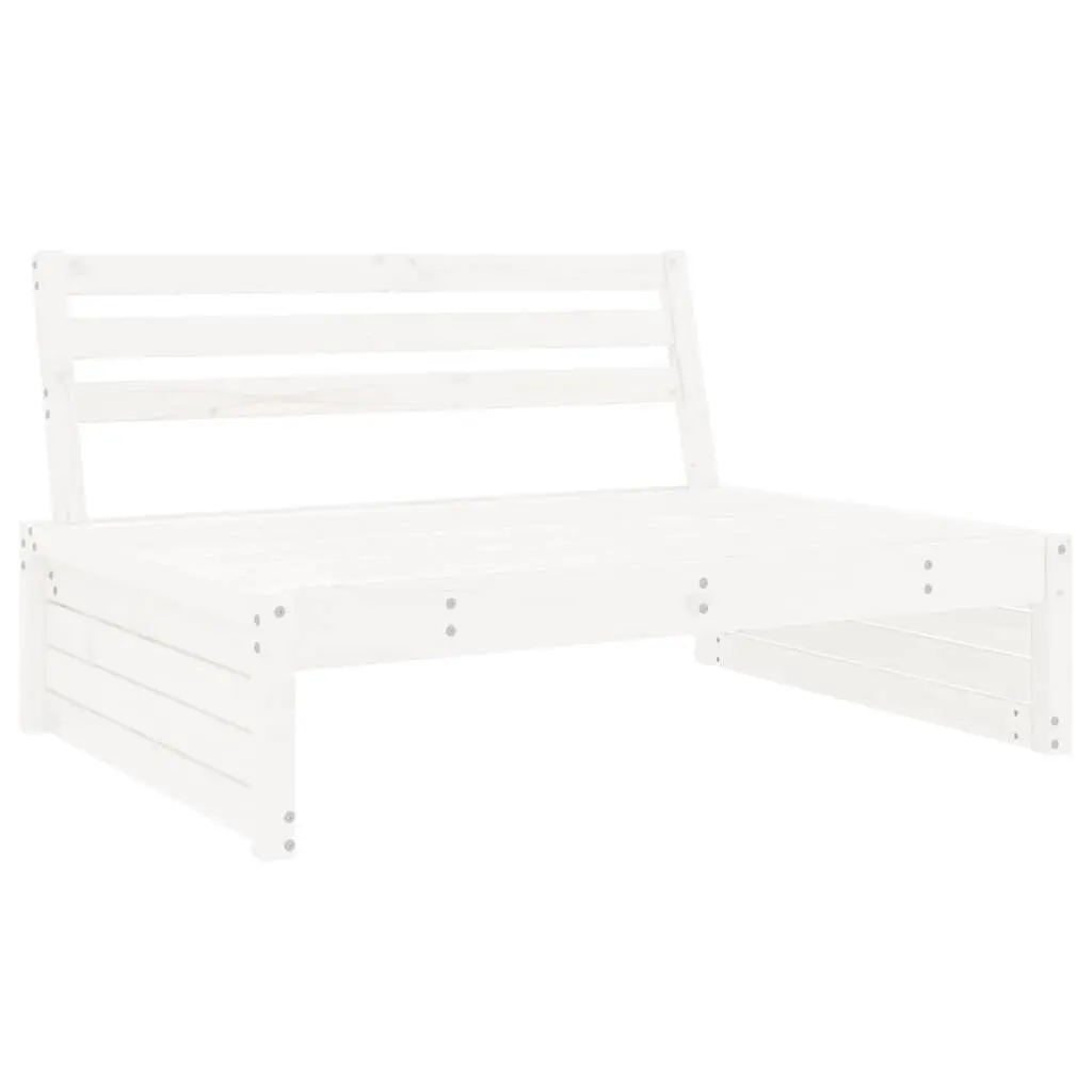 Outdoor Middle Sofa Section White Solid Pine Wood Garden Patio Seating Modular
