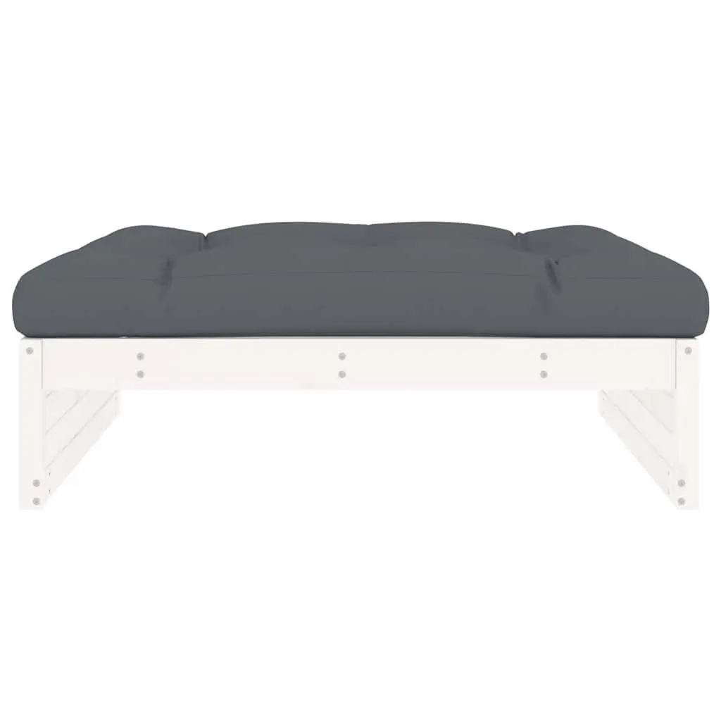 Garden Footstool Outdoor Seating White Solid Wood Pine 120 x 80 cm