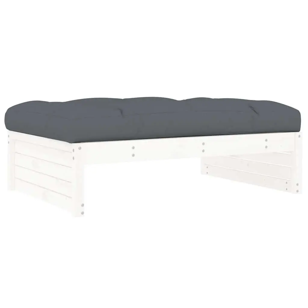 Garden Footstool Outdoor Seating White Solid Wood Pine 120 x 80 cm