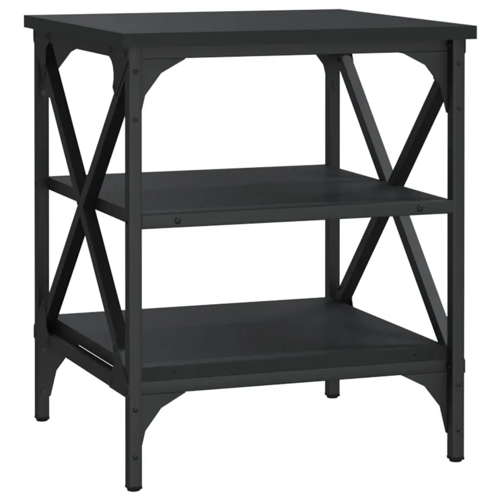End Tables Black 40x42x50cm Industrial Style Storage Side Tables 2 Piece