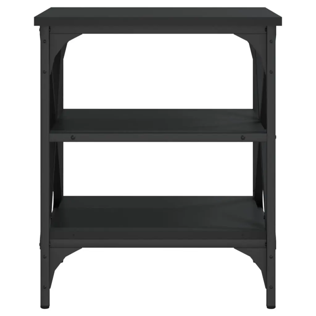 End Tables Black 40x42x50cm Industrial Style Storage Side Tables 2 Piece