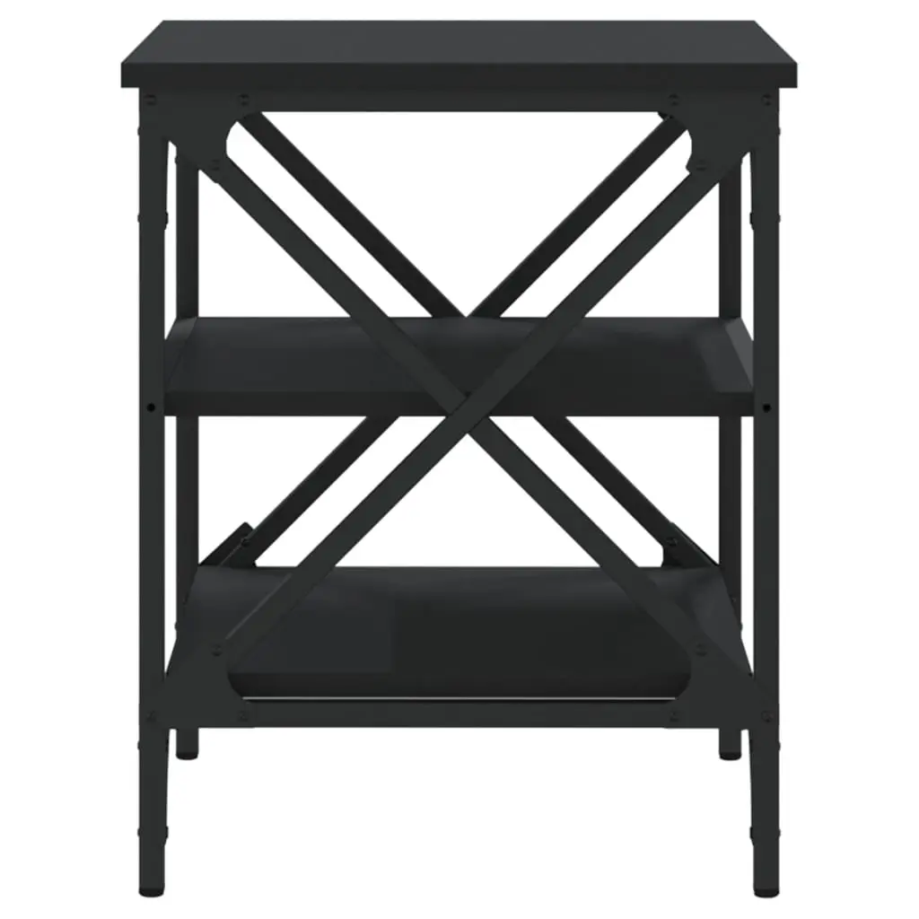 End Tables Black 40x42x50cm Industrial Style Storage Side Tables 2 Piece